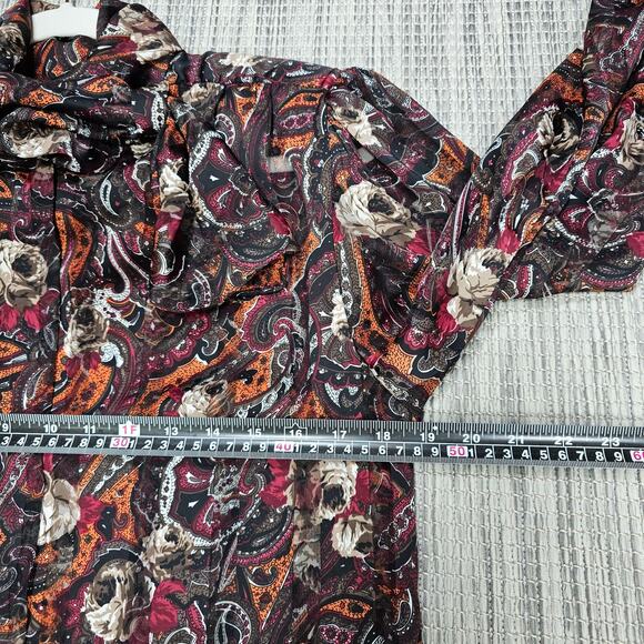 Vintage Nicola Blouse Womens 8 Sheer Striped Tie Neck Long Sleeve Career Holiday - Picture 6 of 9